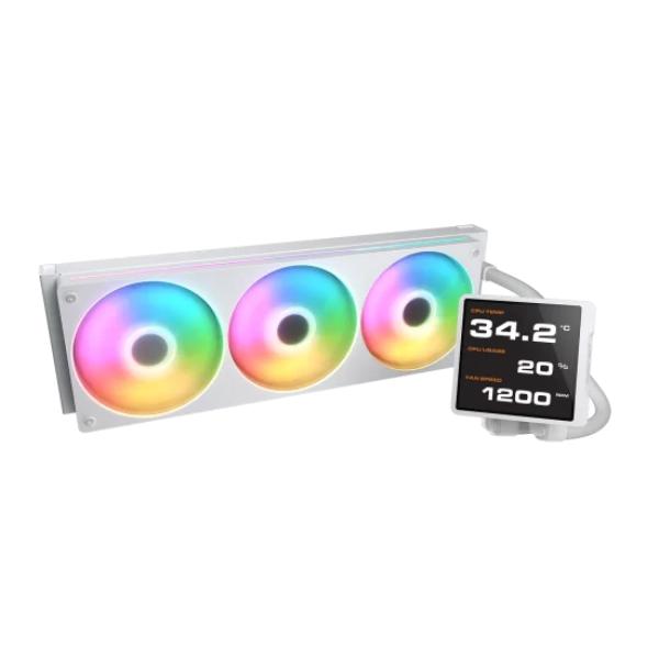 Poseidon Vistek Pro 360mm ARGB White CPU Liquid Cooler with LCD Display