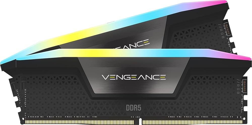 Vengeance RGB DDR5 RAM 128GB (2x64GB) 6400MHz Desktop Computer Memory Black (CMH128GX5M2B6400C42)