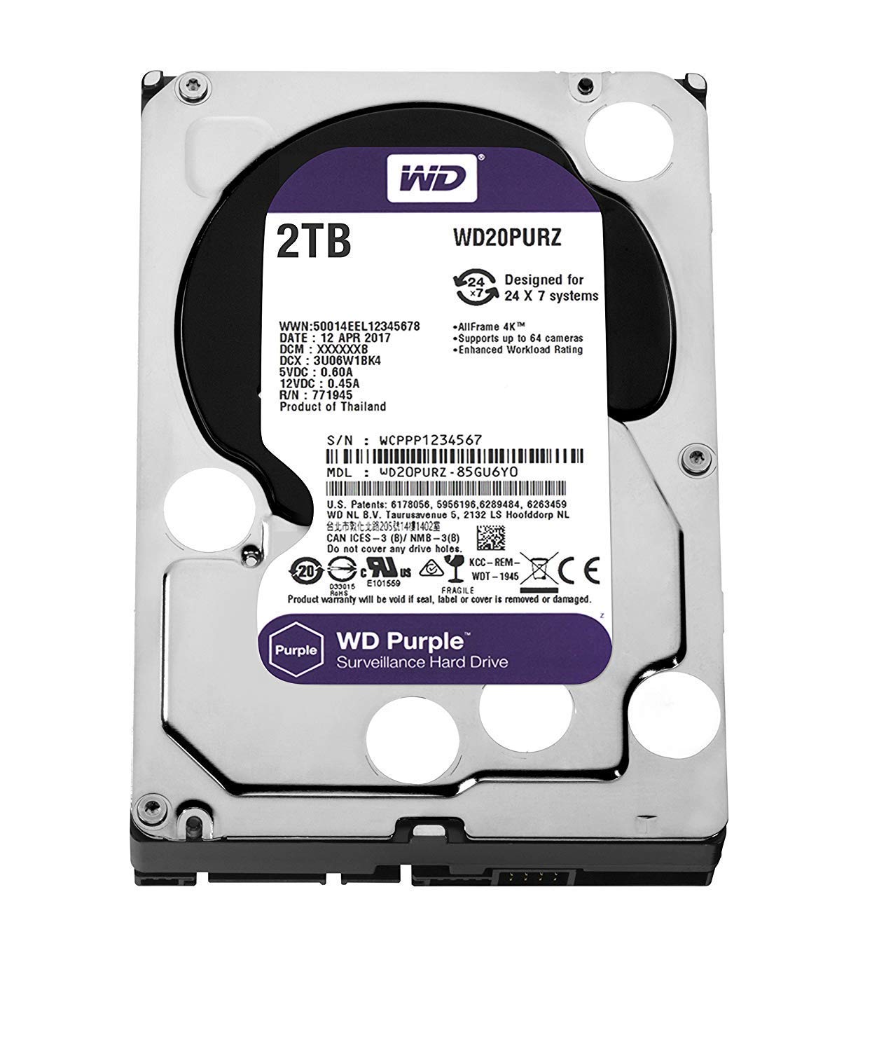 Purple 2TB 5400RPM Surveillance Internal Hard Drive