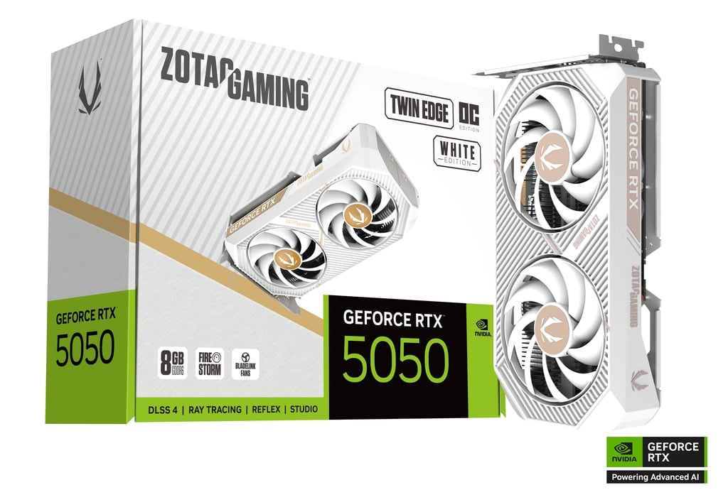 RTX 5050 Twin Edge OC 8GB GDDR6 White Edition Graphics Card ZT-B50500Q-10M