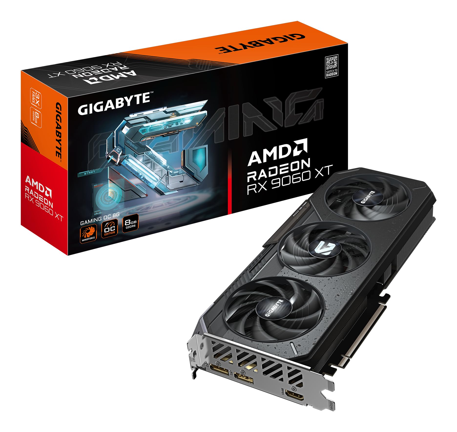 RX 9060 XT Gaming OC 8GB GDDR6 Graphics Card GV-R9060XTGAMING-OC-8GD